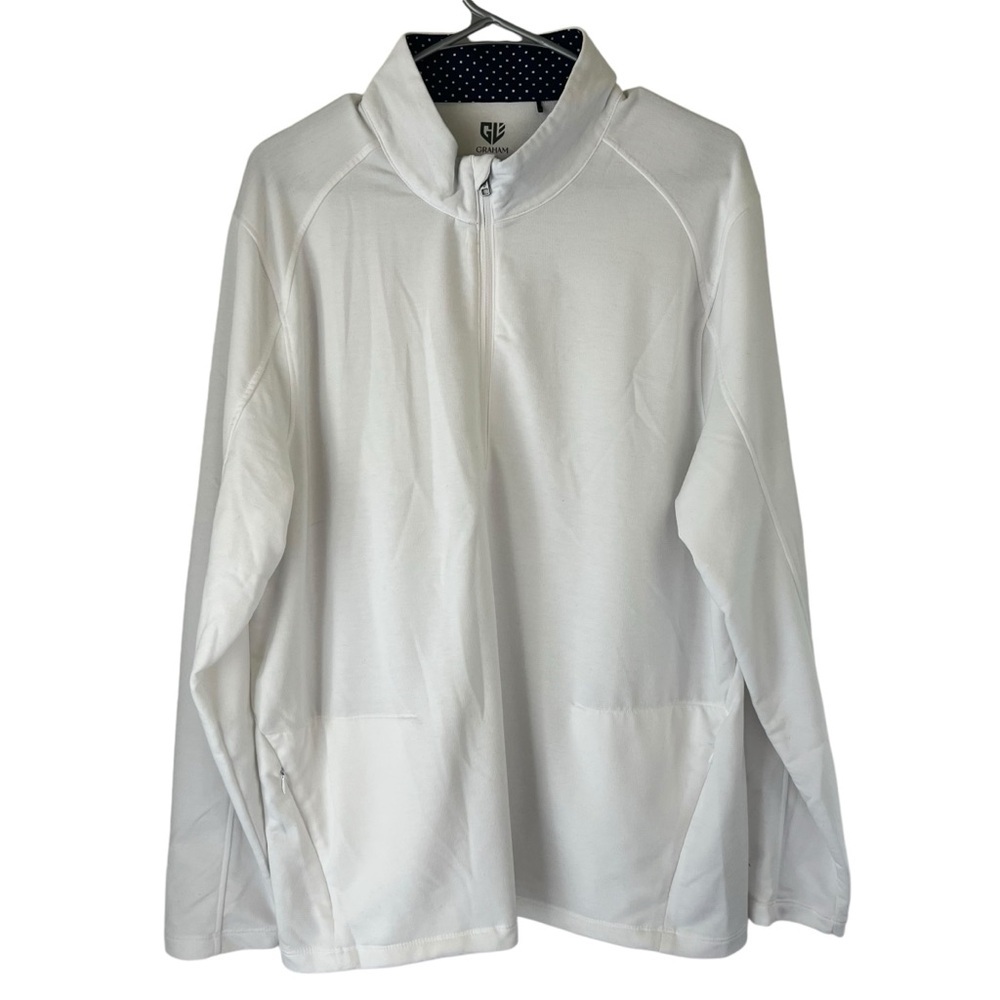 Graham Luxe 1/4 zip pullover long sleeve golf large white activewear men